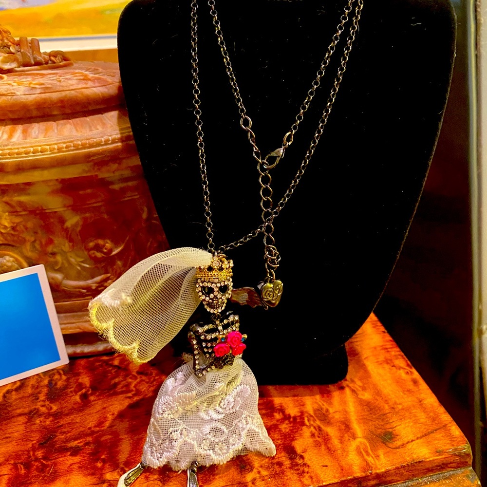Betsey Johnson Skeleton Bride Necklace